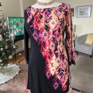 Women's Style & Co. XL Dress in Black, Yellow, Orange, Purple 3/4 Length Sleeves